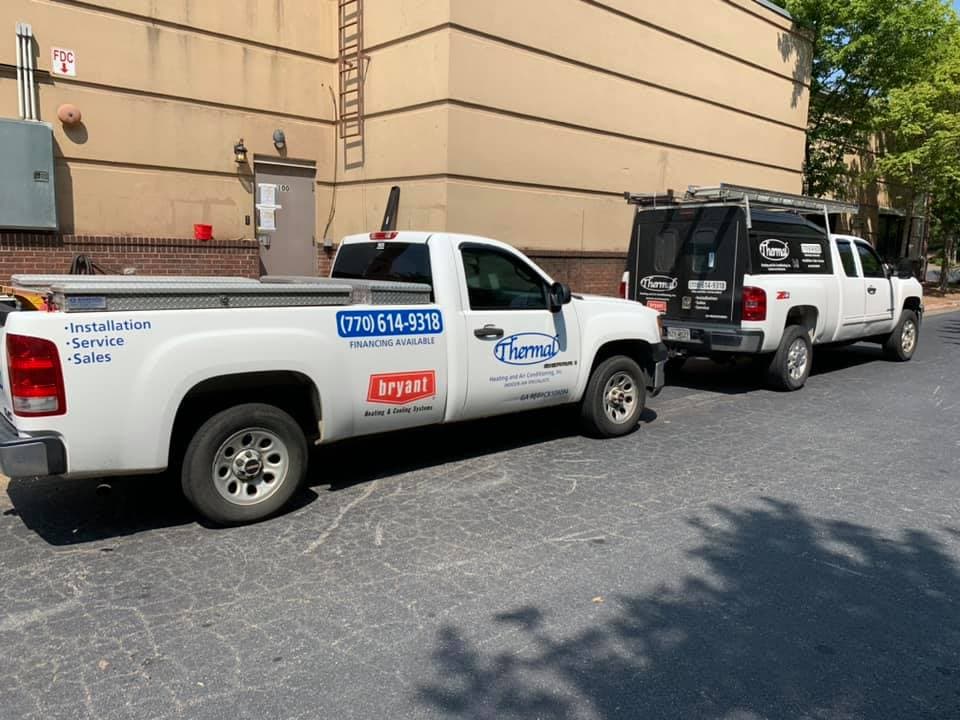 Thermal Heating & Air Conditioning service trucks in Lawrenceville, GA — Bryant authorized dealer